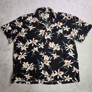 Vtg Paradise‎ Found Hawaiian Shirt Mens Xl Black Magnum Floral